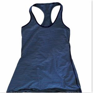 lululemon athletica Navy and White Striped Racerback Tank